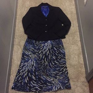 Jones Wear Blue Skirt Suit